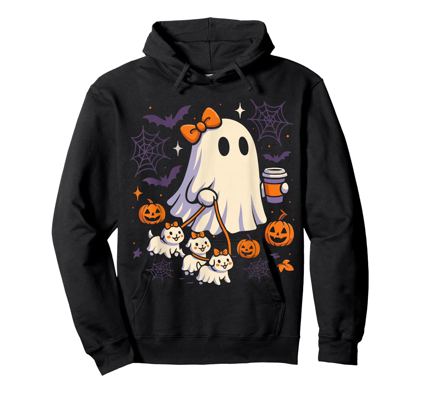 Ghost Walking Dog Shirt Coquette Halloween Dog Ghost Coffee T-Shirt
