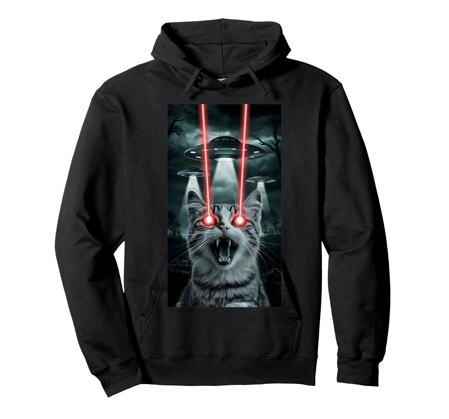 Alien Cat Selfie With Ufo Laser Eyes T-Shirt