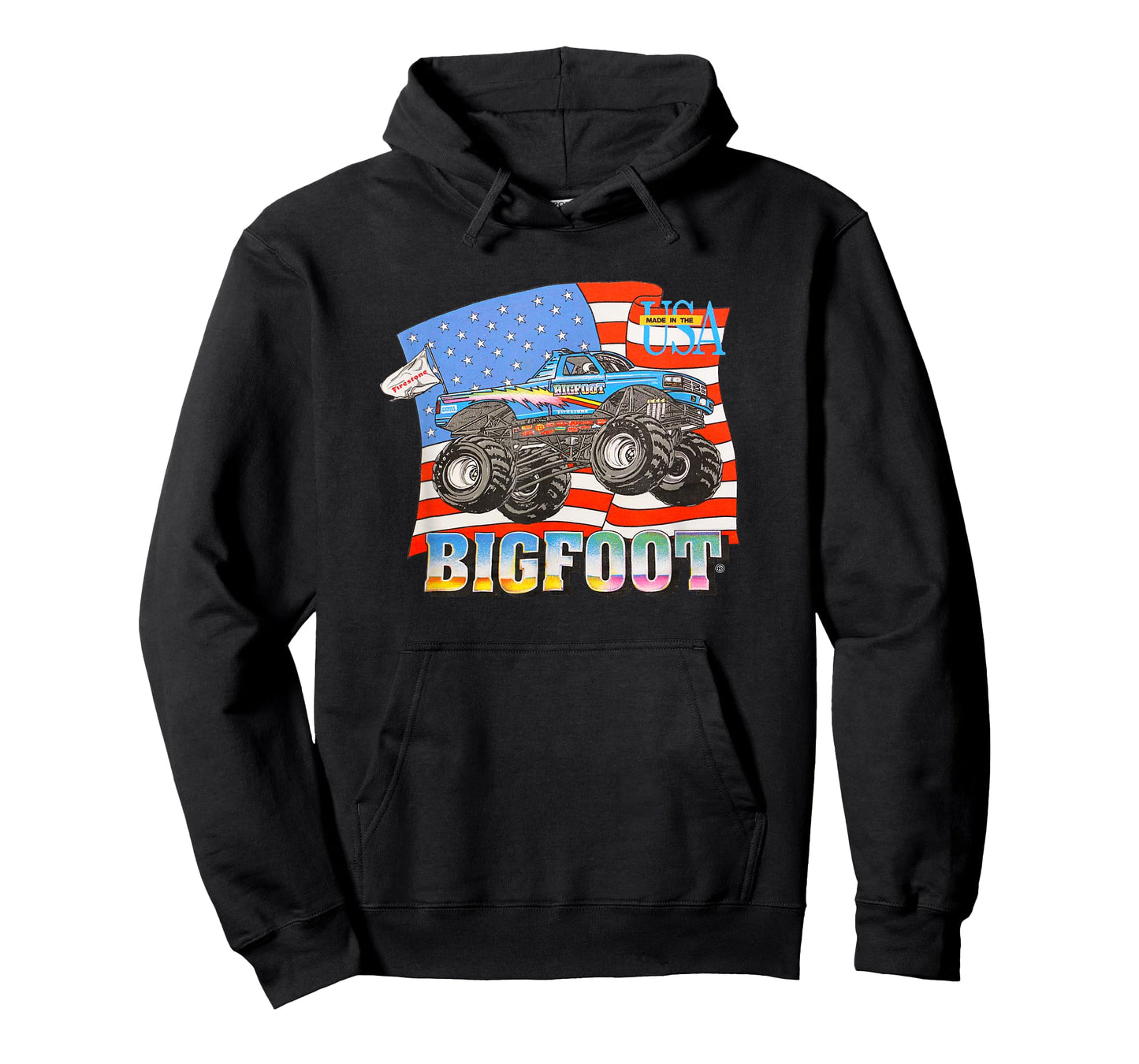 90's BIGFOOT Cruiser With American Flag Backdrop T-Shirt
