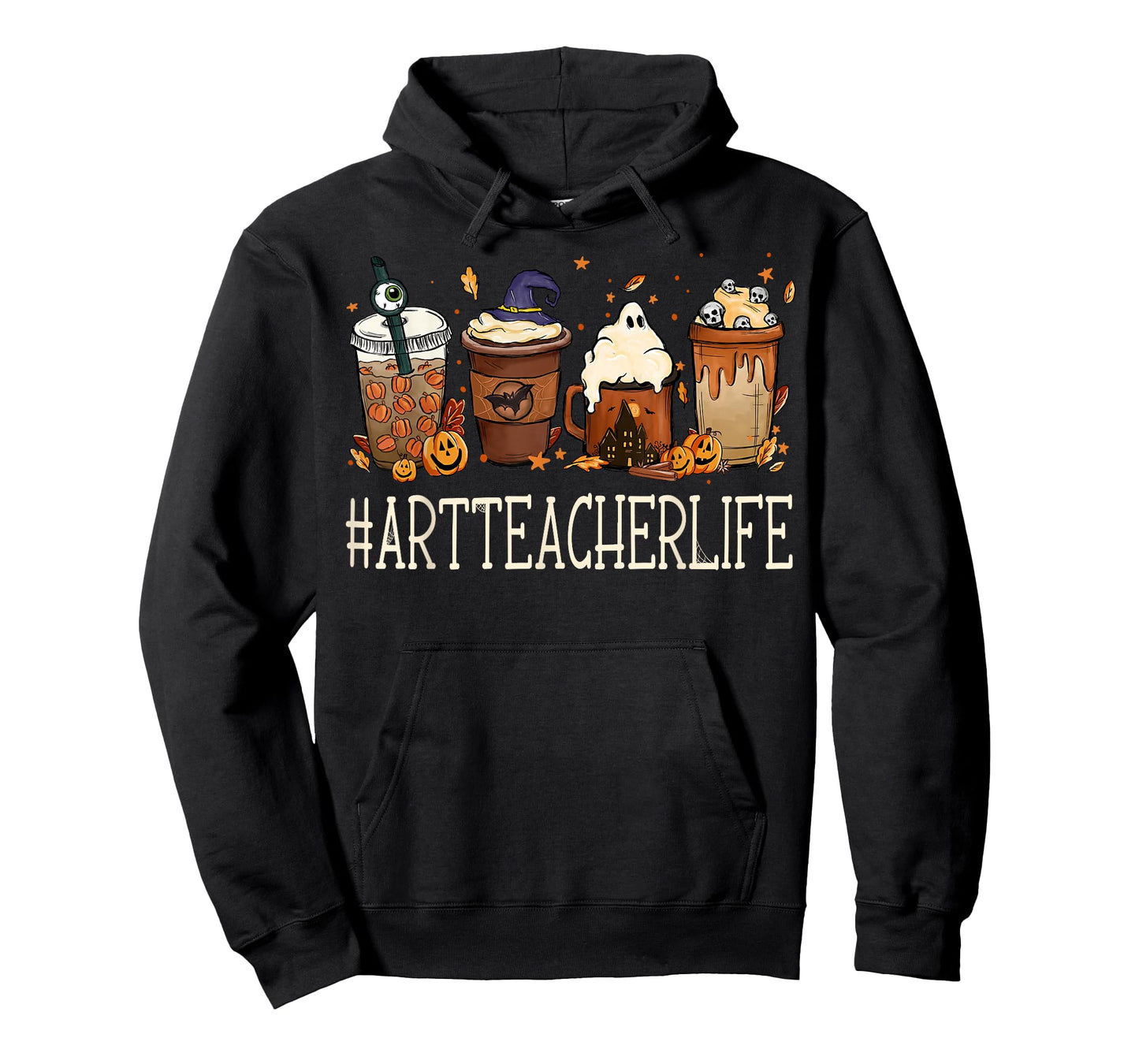 Art Teacher Horror Coffee Spooky Halloween Pumpkin Autumn T-Shirt