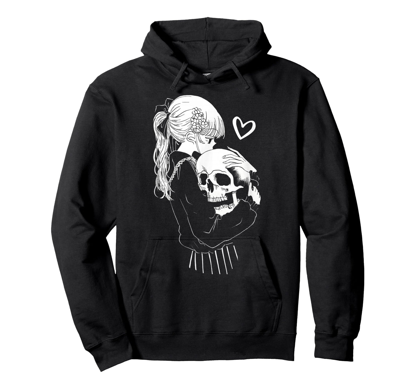 Creepy Cute Anime Schoolgirl Cuddles Skeleton Skull Dark Art T-Shirt