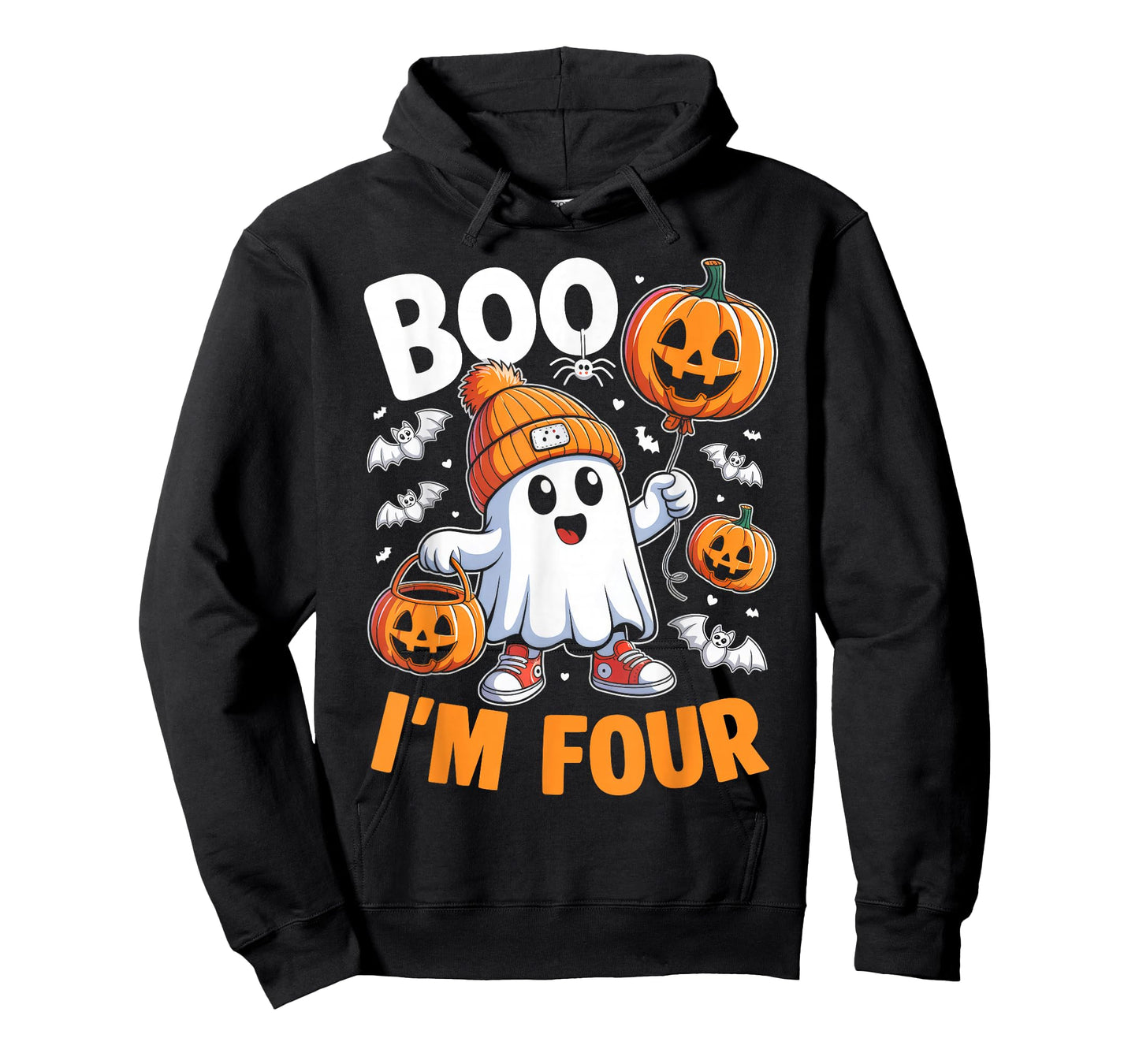 Boo I'm Four Ghost 4th Birthday Halloween Boy Kids Groovy T-Shirt