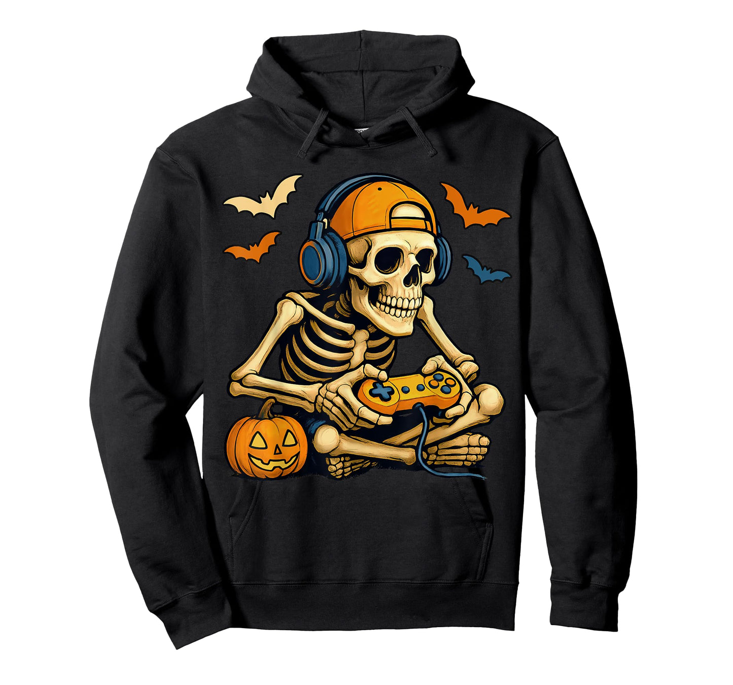 Spooky Skeleton Playing Video Games, Halloween Day Gamer T-Shirt