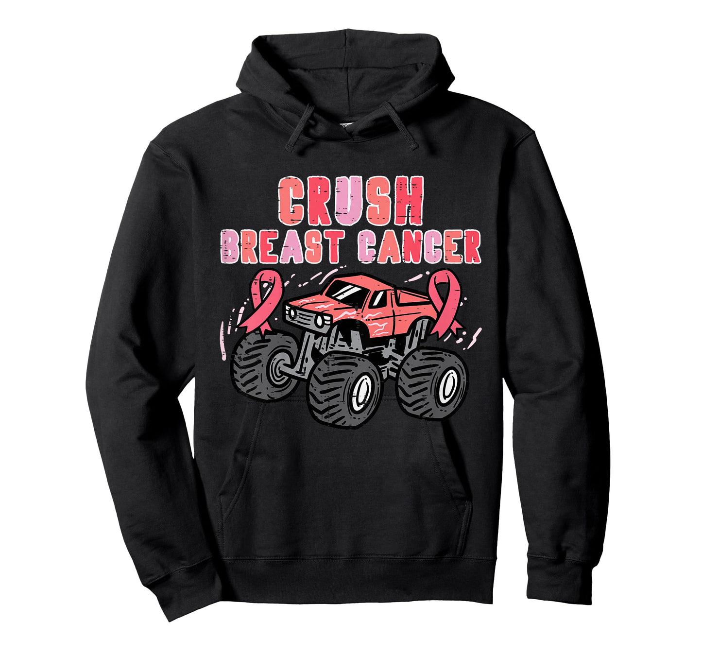 Pink Monster Truck Breast Cancer Awareness Toddler Boy Kids T-Shirt