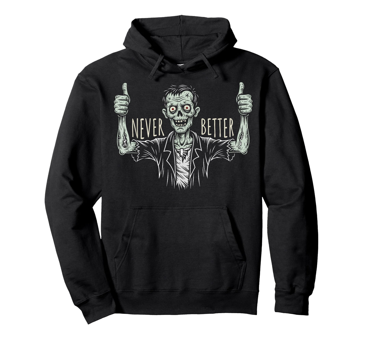 Funny Zombie tee - Never Better Thumbs Up Skeleton Ironic T-Shirt