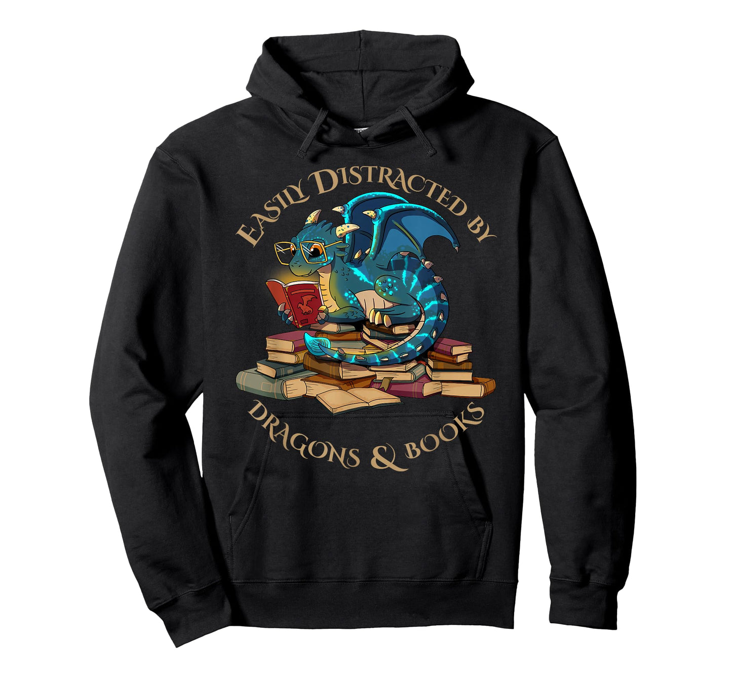 Easily Distracted By Dragons And Books Gift Nerd Dragon T-Shirt
