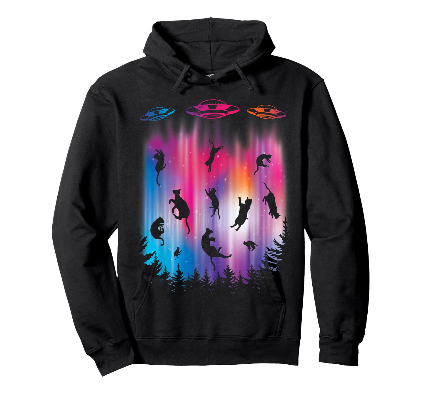 Alien Abduction Cat Flying Saucer Funny UFO T-Shirt