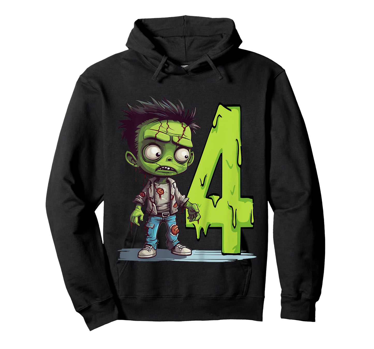 Kids Scary Zombie - four Years - creepy 4th Birthday Halloween T-Shirt
