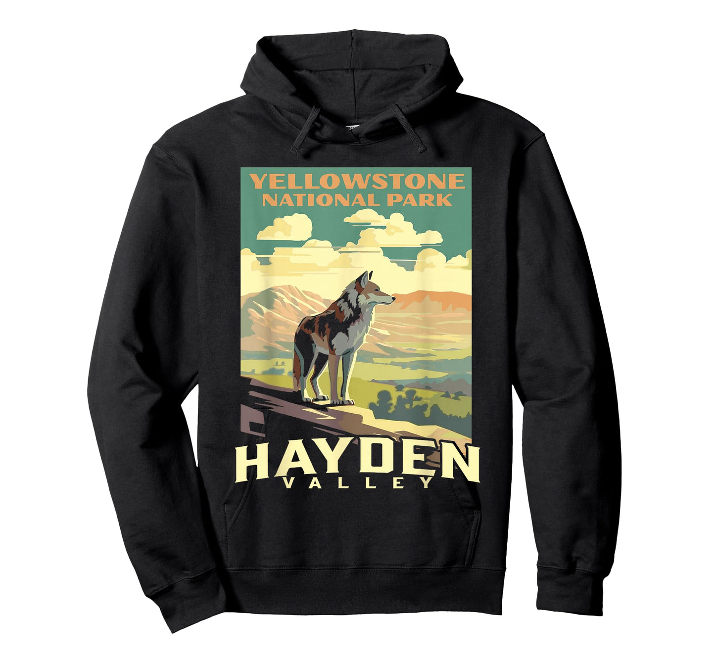 Yellowstone National Park Hayden Valley Wolf WPA Poster T-Shirt