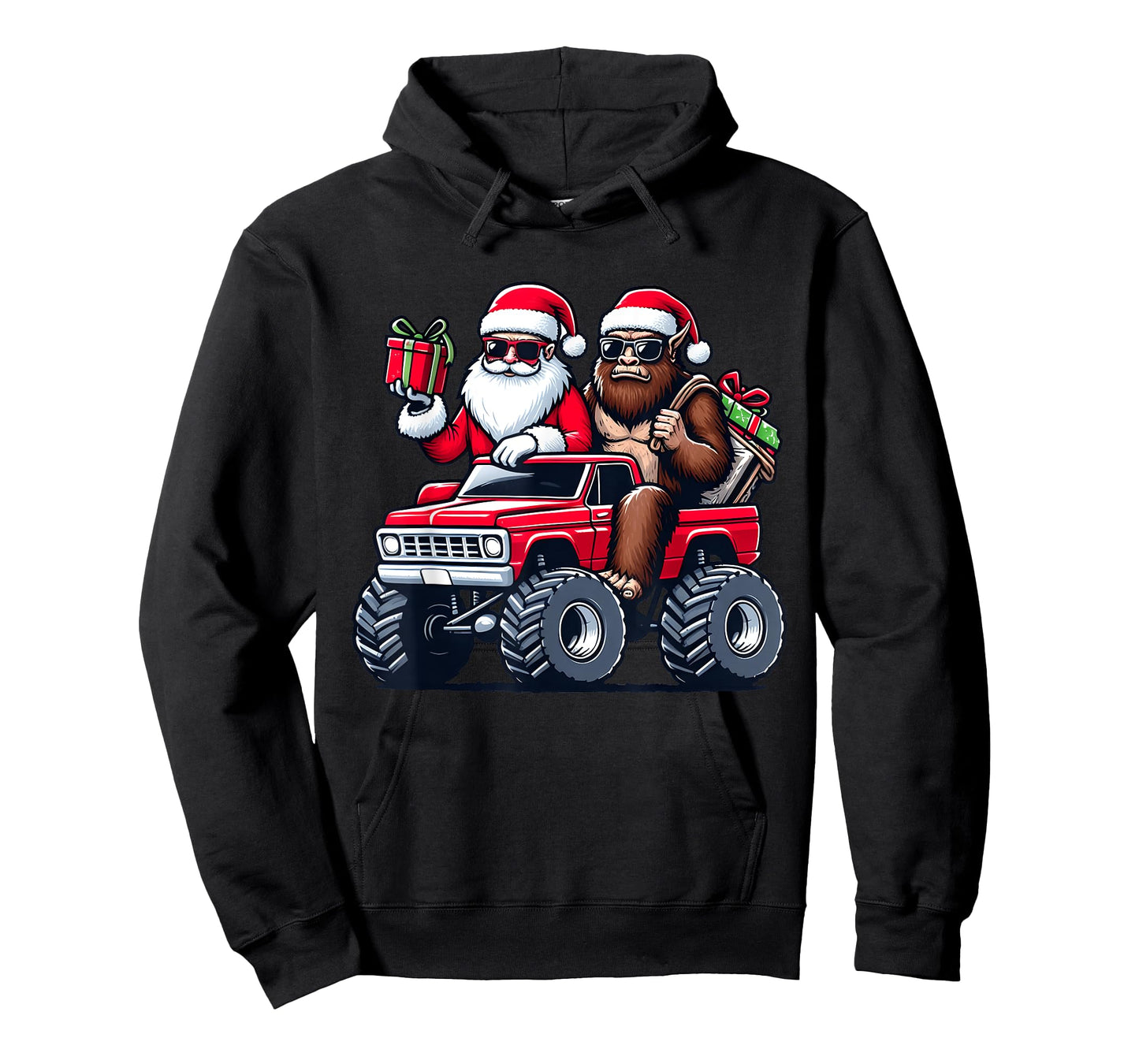 Santa Bigfoot Riding Monster Truck Christmas Toddler Kids T-Shirt