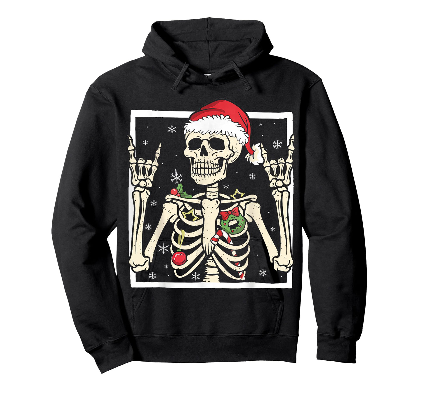 Rocker Skeleton Santa Hat Cool Christmas Punk Rock Men Boys T-Shirt
