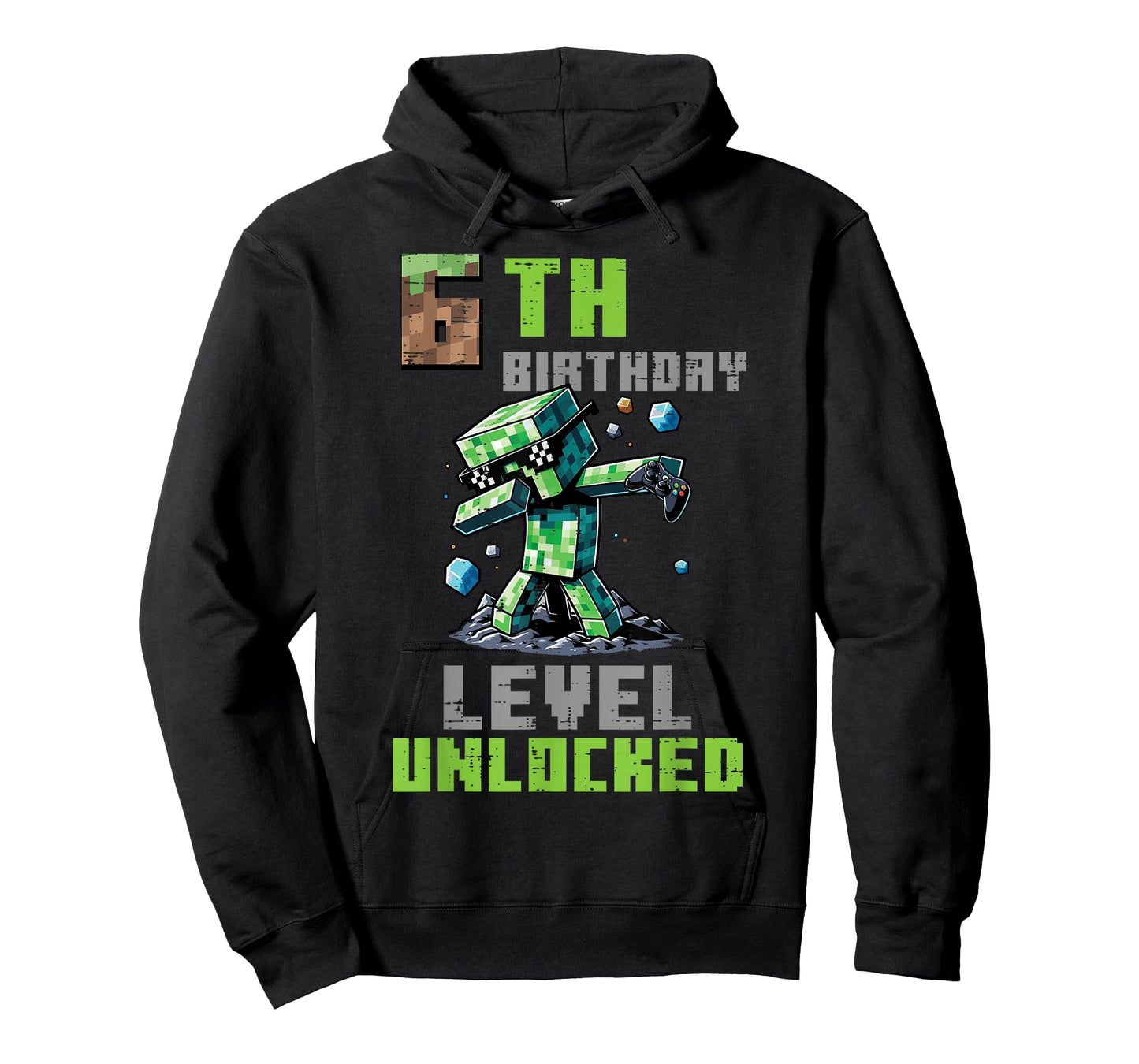 6th Birthday Level Unlocked Pixel Dab 6 Bday Gamer Boys Kids T-Shirt