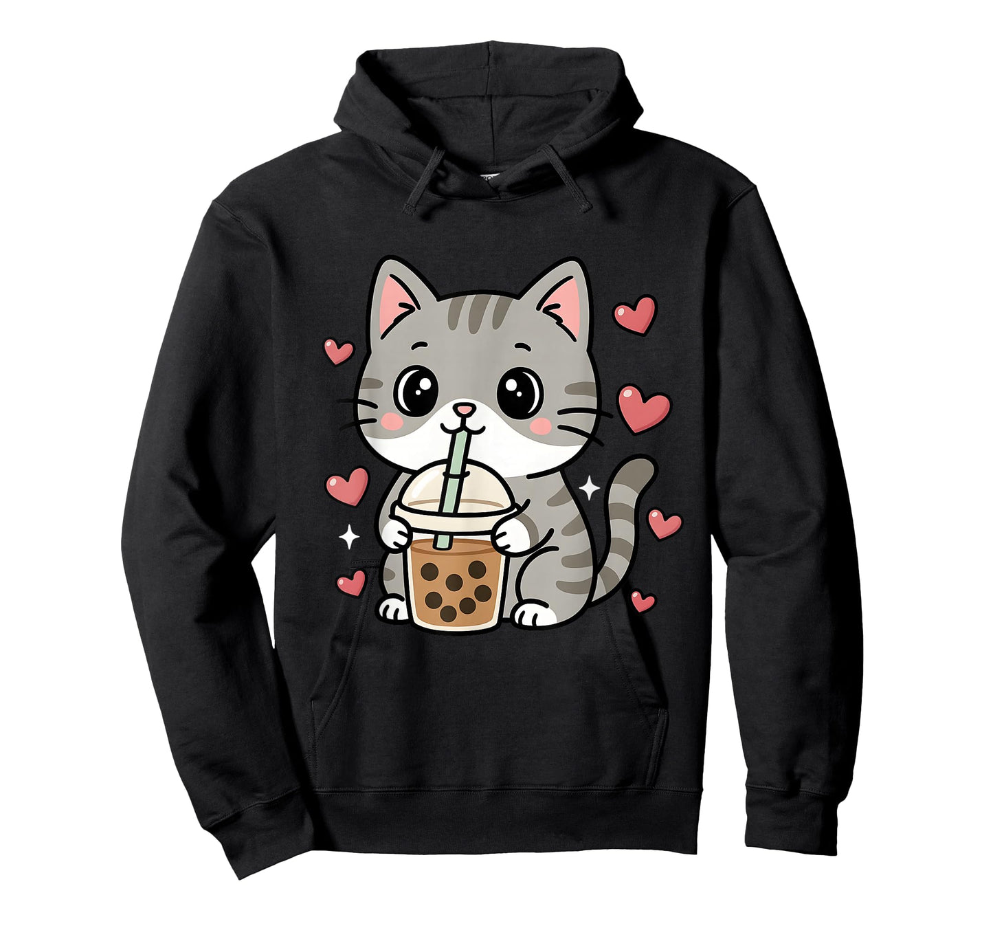 Cute Grey Cat Boba Tea Bubble Tea Anime Kawaii Neko Women T-Shirt