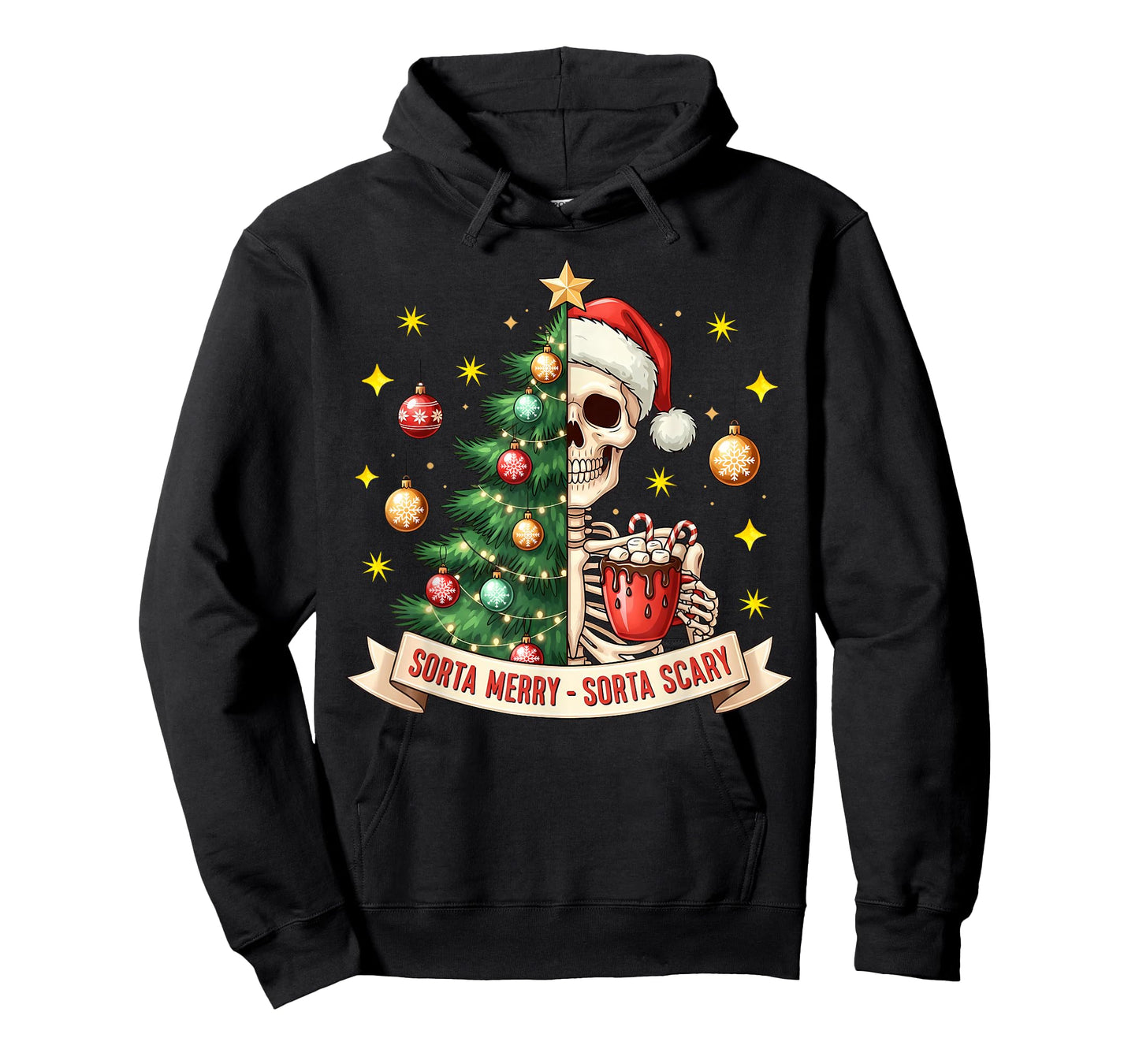 Xmas Skeleton Sorta Merry Sorta Scary Christmas Tree Pajamas T-Shirt