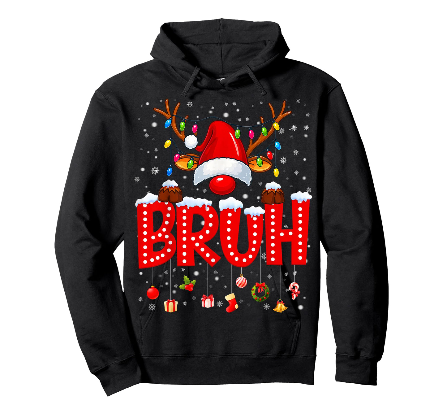 Bruh Reindeer Rudolph Pajamas PJs Christmas Xmas Men Boy Kid T-Shirt