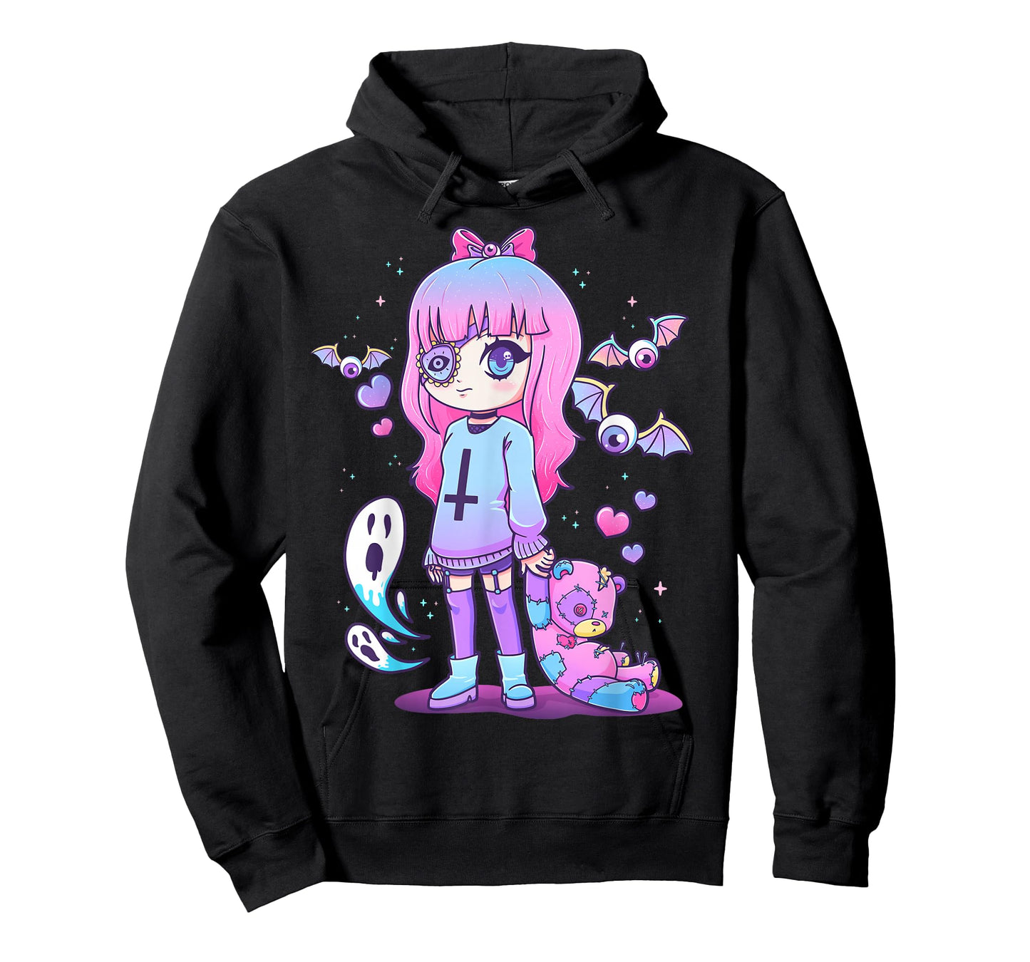 Pastel Goth Creepy Girl Teddy Bear Kawaii Emo Cute Nu Goth T-Shirt