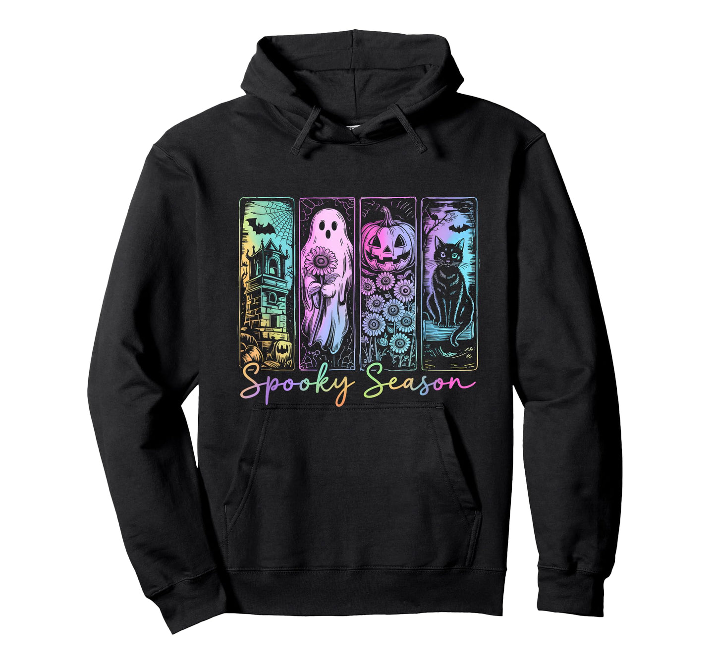 Spooky Season Vintage Halloween Ghost Cat Horror Movie Women T-Shirt