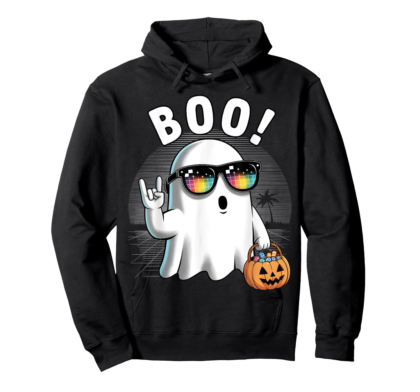 Retro Halloween Pumpkin Boo Ghost Costume Rock T-Shirt