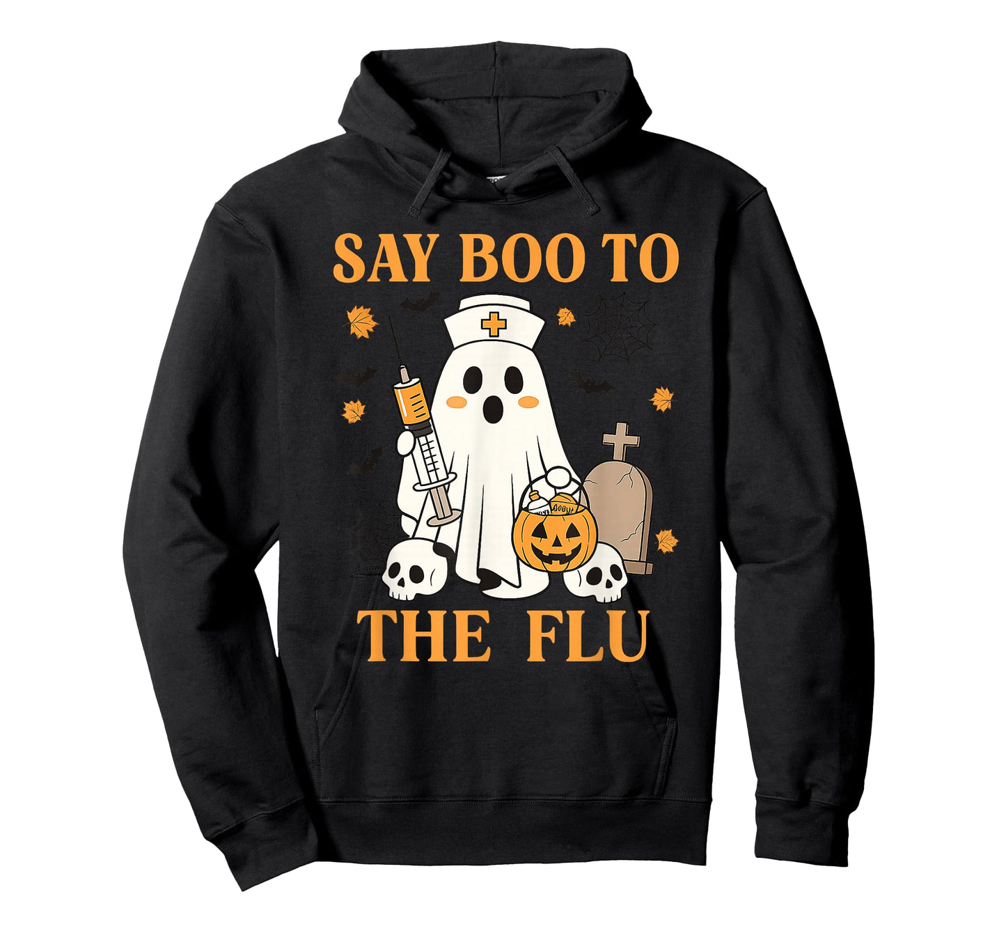 Retro Nurse Ghost Halloween Vaccine Say Boo to The Flu T-Shirt