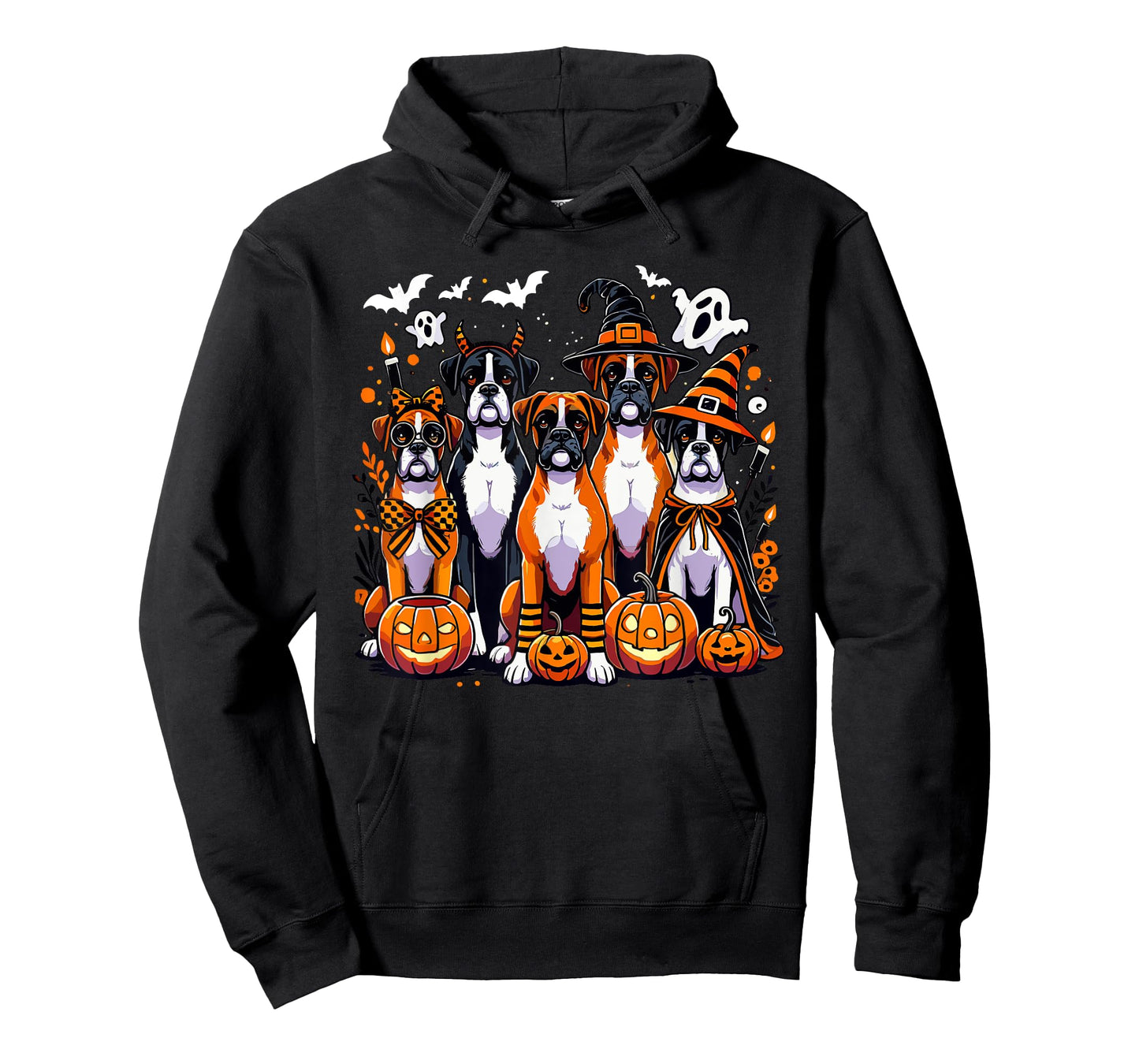 Boxer Halloween Costume, Dog Ghost Witch Hat Men Women Kids T-Shirt