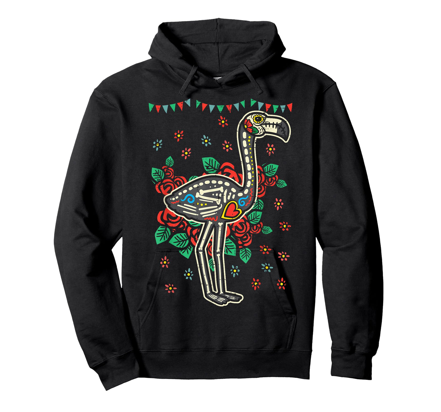 Sugar Skull Flamingo Dia De Muertos Mexican Halloween Bird T-Shirt