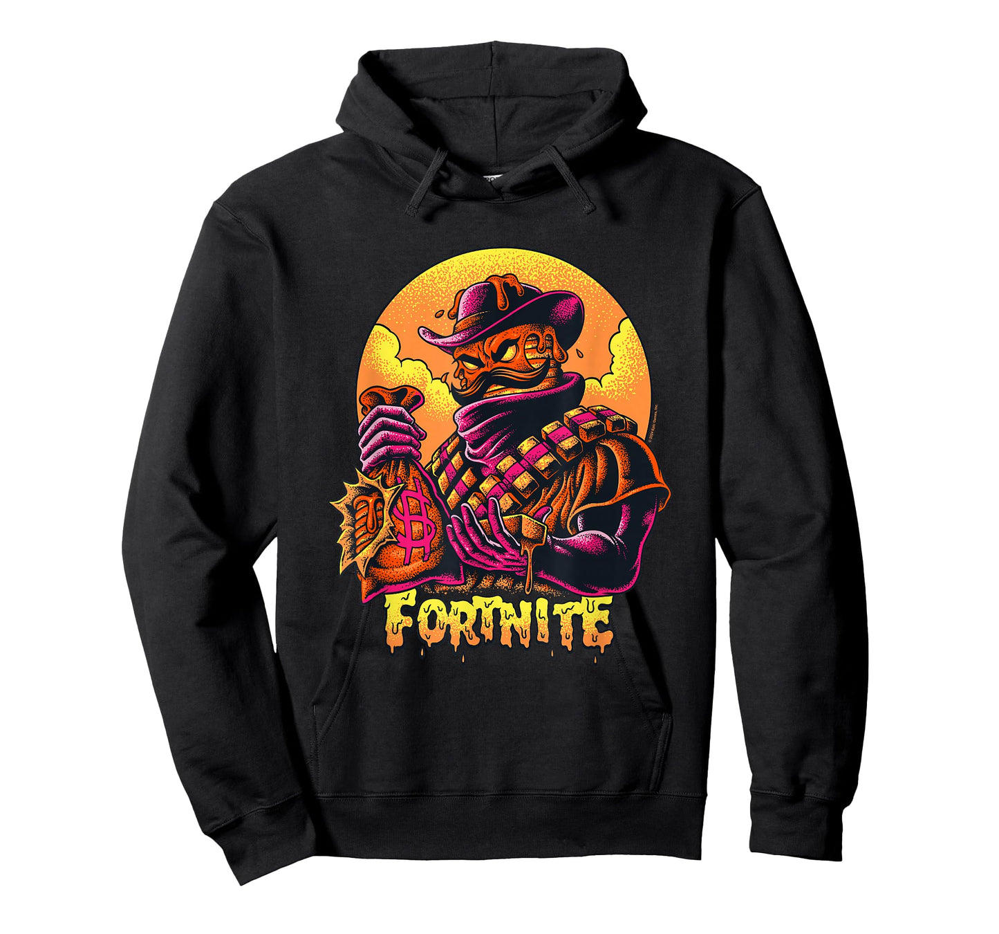Fortnite Iconic Mancake Cowboy Distressed Big Chest Portrait T-Shirt