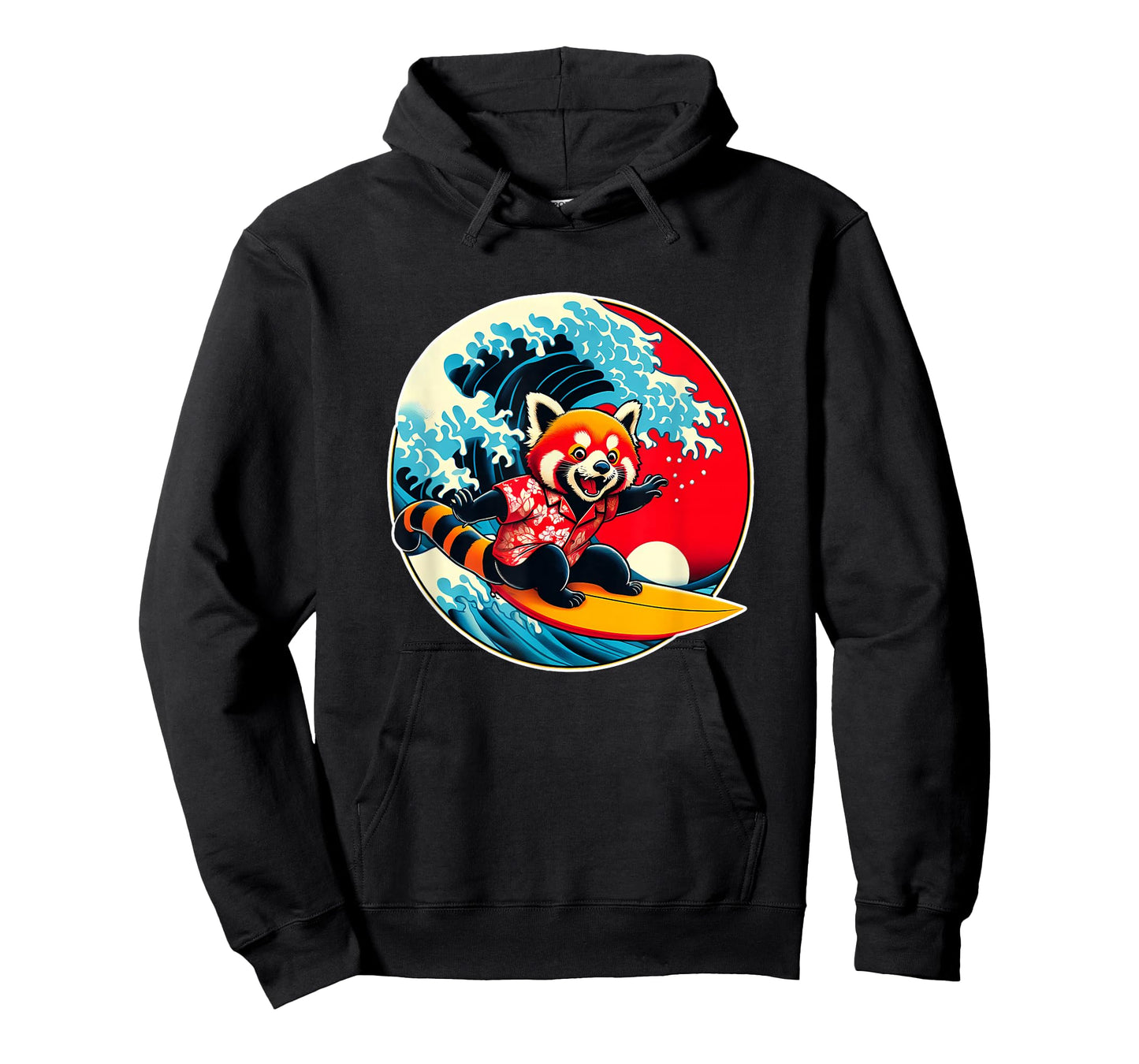 Great Wave Kanagawa Red Panda Surfing T-Shirt
