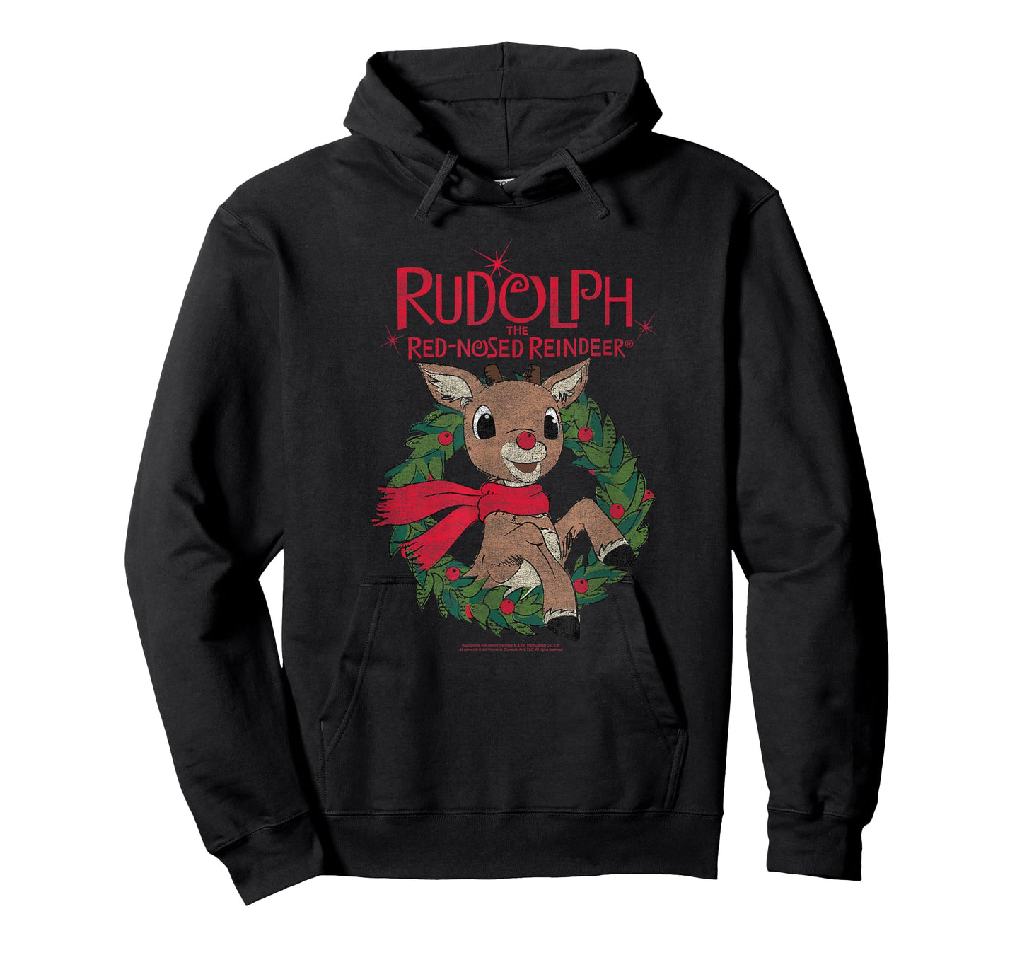 Rudolph Holiday Wreath Illustration Vintage Christmas T-Shirt