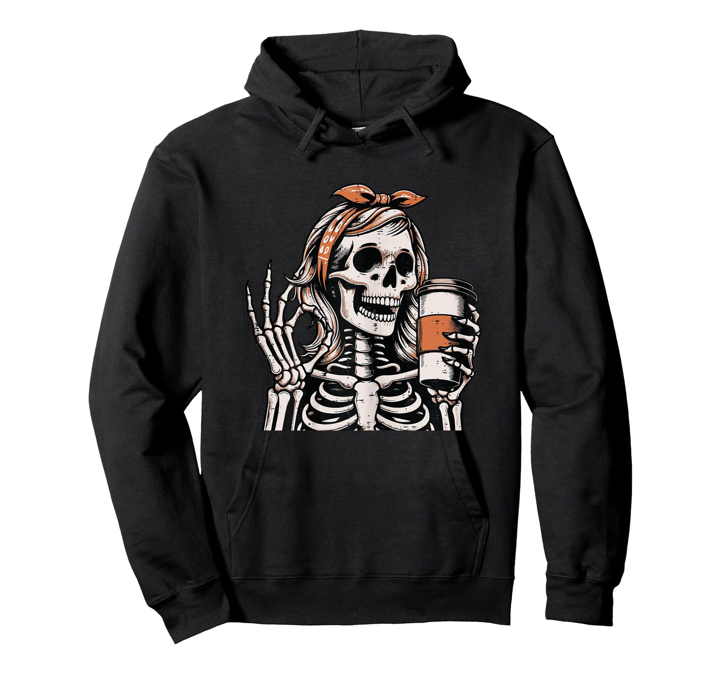 Halloween Skeleton Woman Ok Hand Coffee Costume Women Girls T-Shirt