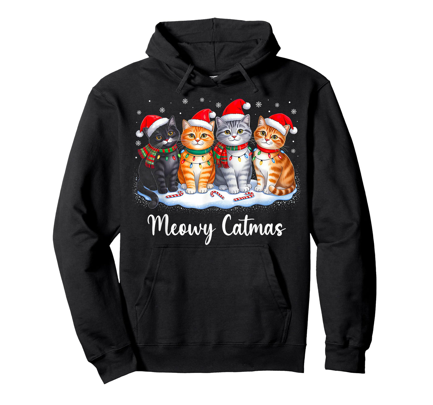 Meowy Catmas Cat Christmas Lights Xmas Pajamas Cat Lover T-Shirt