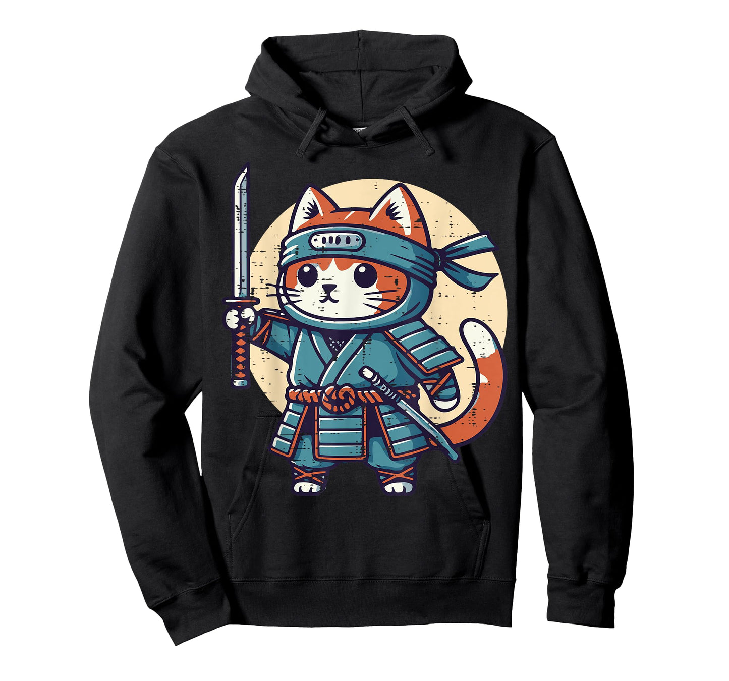 Japanese Cat Ninja Armor Cute Kitten Kitty Girls Kids Women T-Shirt