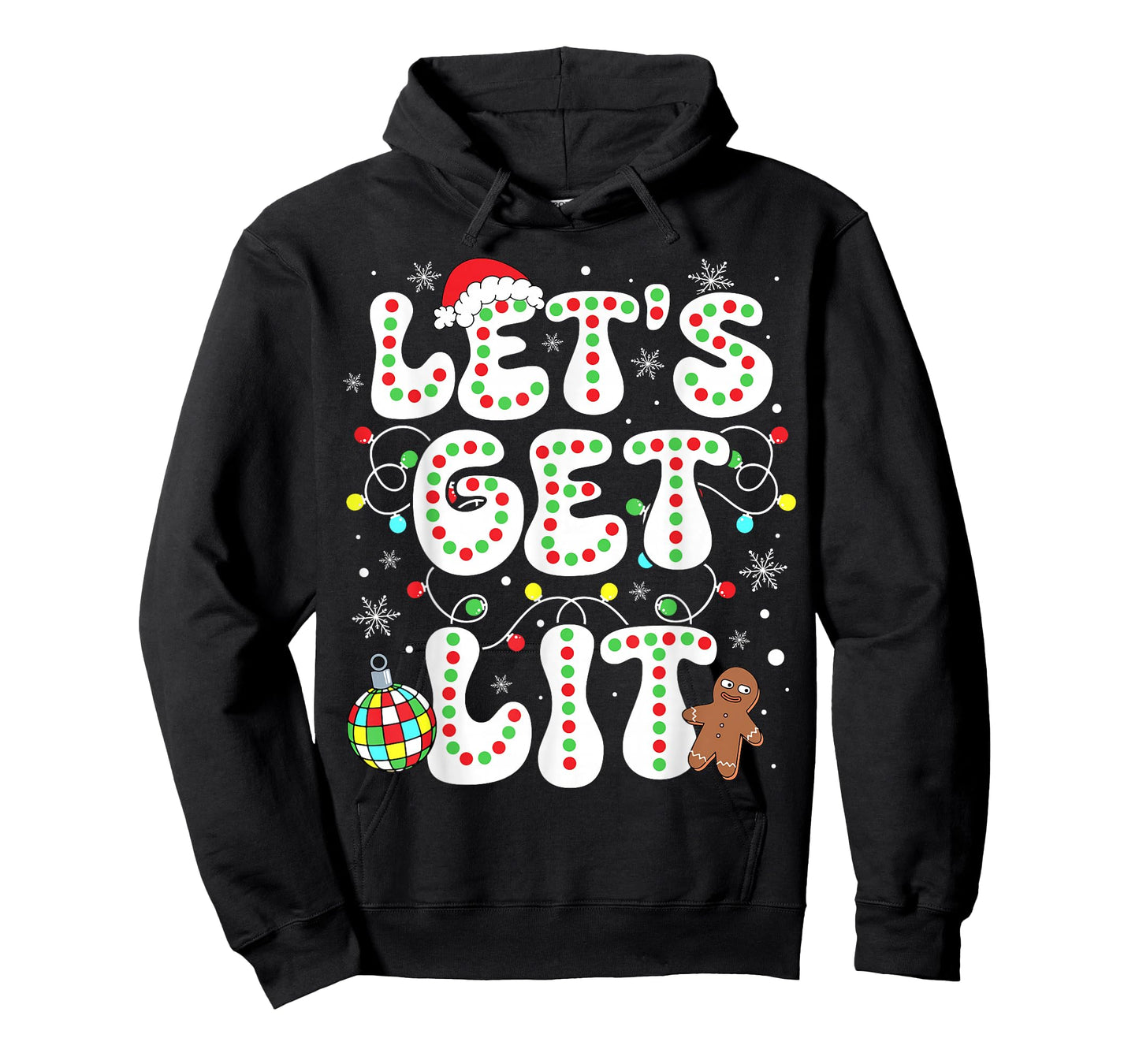 Let's Get Lit Funny Christmas Lights Xmas Pajamas Holiday T-Shirt