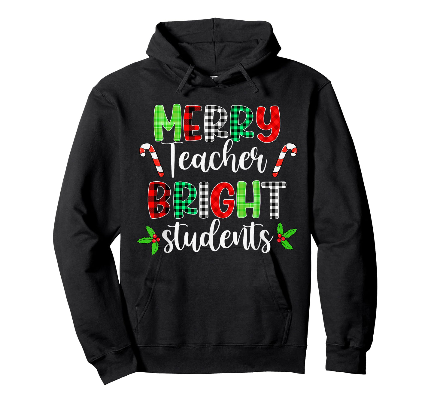 Plaid Merry Teacher Bright Students Funny Christmas Teacher T-Shirt