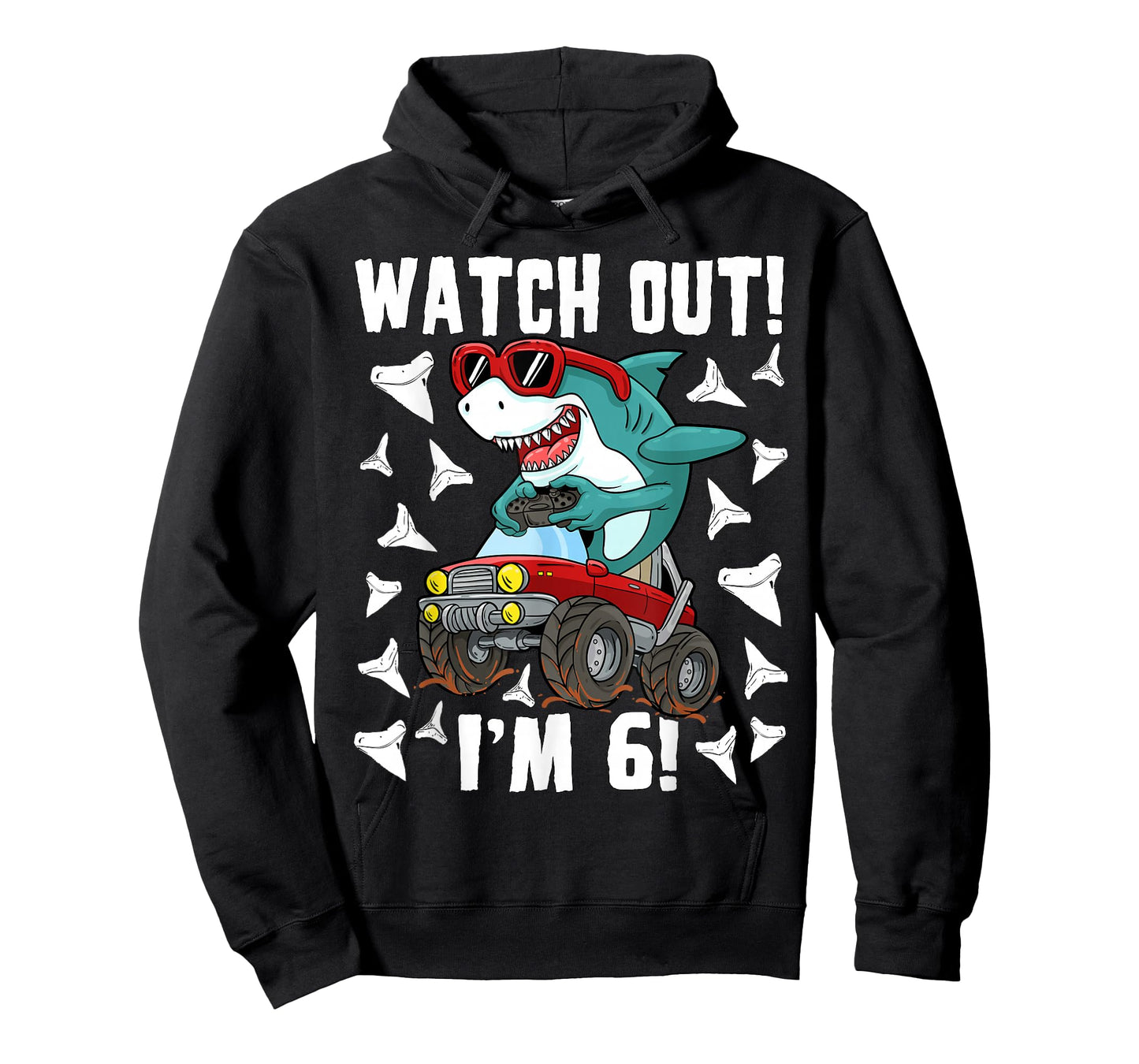 6 Years Old 6th Birthday Shark Boy Girl Monster Truck Gamer T-Shirt