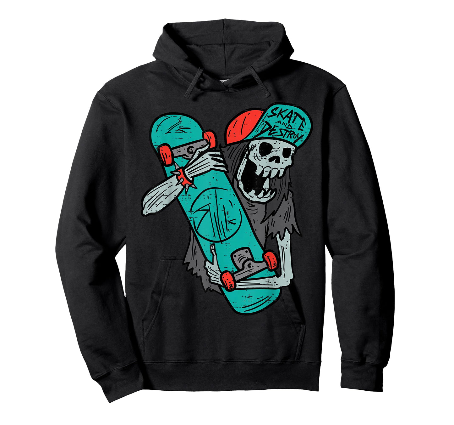 Skater Skeleton Retro VIntage Skateboard Halloween Boys T-Shirt