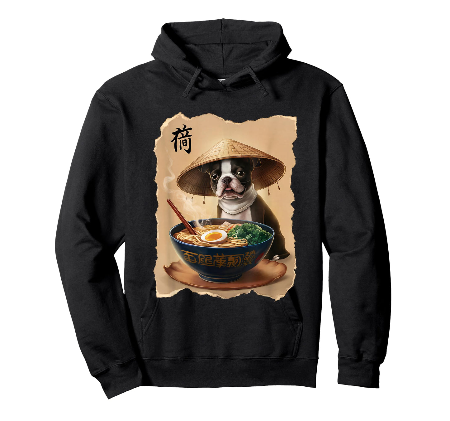 Men Woman Kawaii Eating Ramen Japanese Boston Terrier T-Shirt