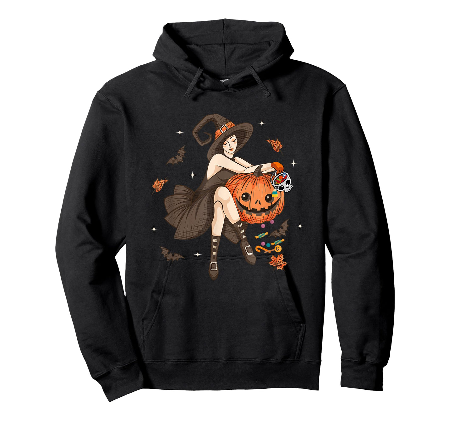 Halloween Witch Pin Up Retro Vintage Pumpkin Women T-Shirt