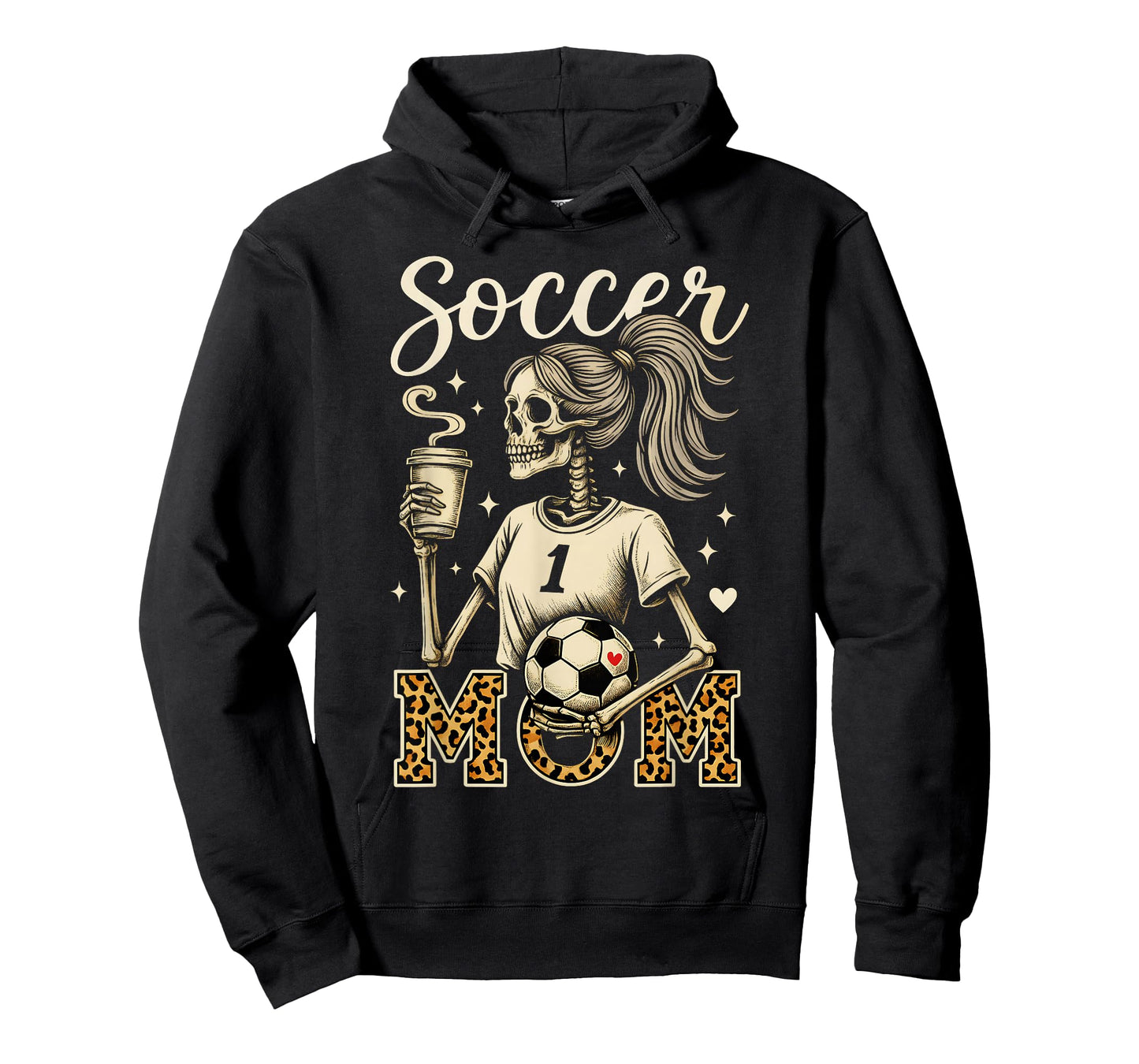 Soccer Mom Skeleton Coffee Leopard Style Vintage Halloween T-Shirt