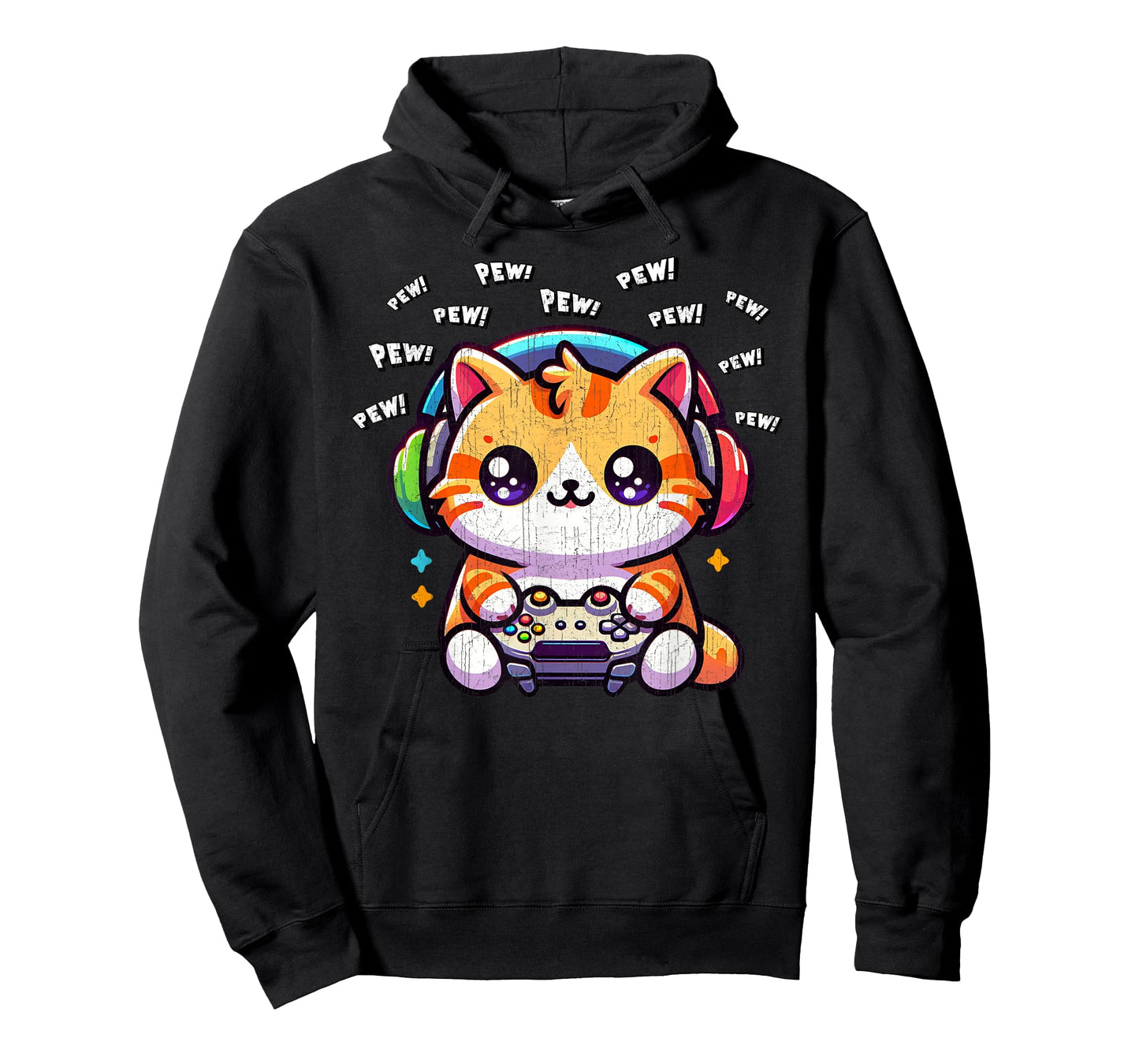 Cat Gamer Pew Funny Video Games Vintage Boys Men Girls T-Shirt