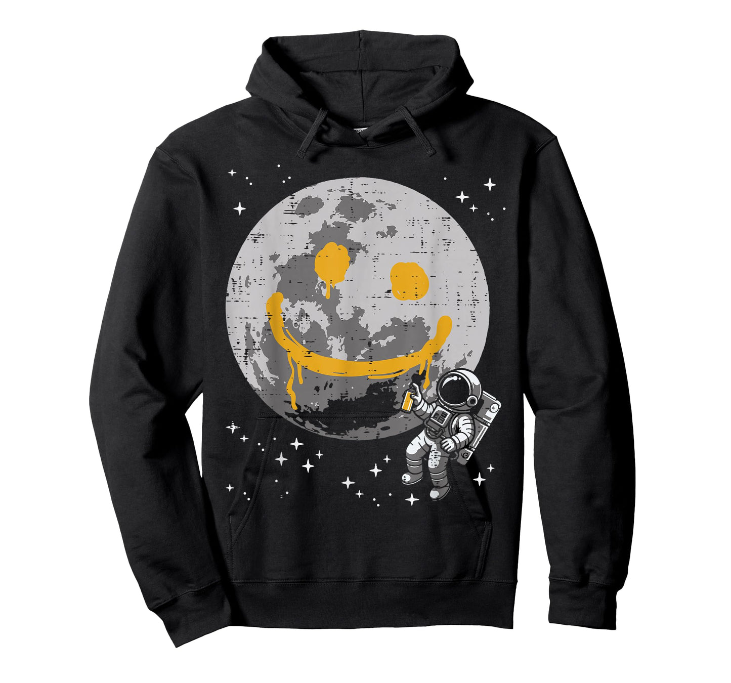 Astronaut Spray Paint Moon Smile Face Space Kids Women Men T-Shirt