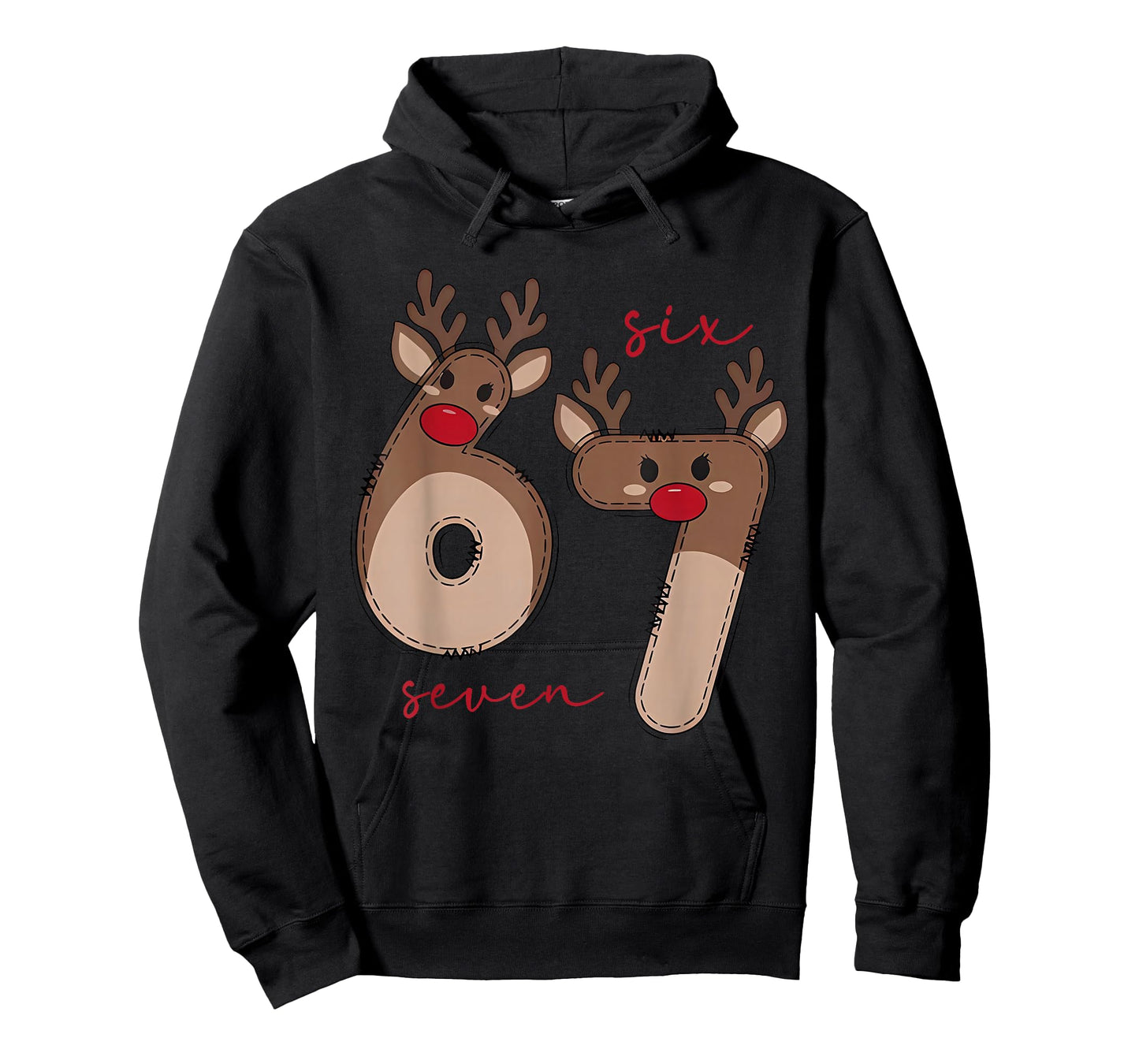 Funny 6 7 Six Seven Meme Christmas Reindeer Gen Alpha Slang T-Shirt