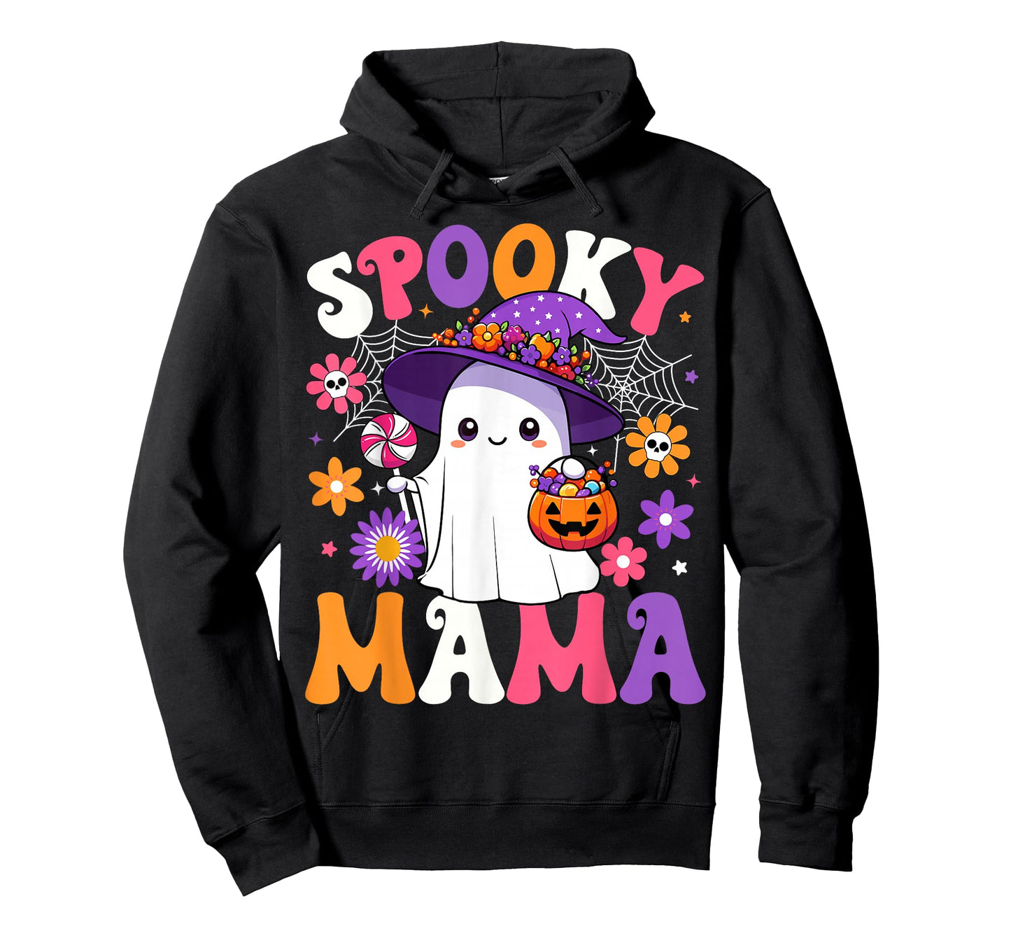 Groovy Spooky Mama Halloween Ghost Pumpkin Halloween Mom T-Shirt