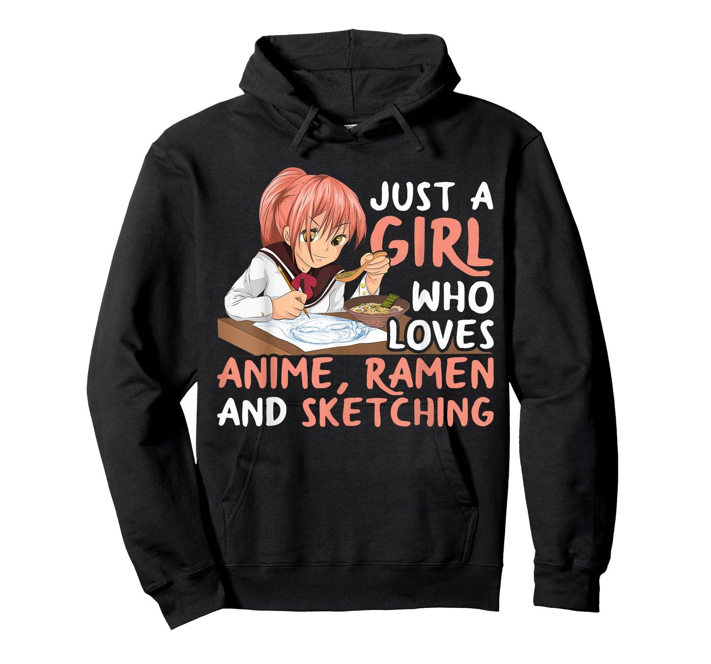 Just A Girl Who Loves Anime Ramen and Sketching Japan Anime T-Shirt Small
