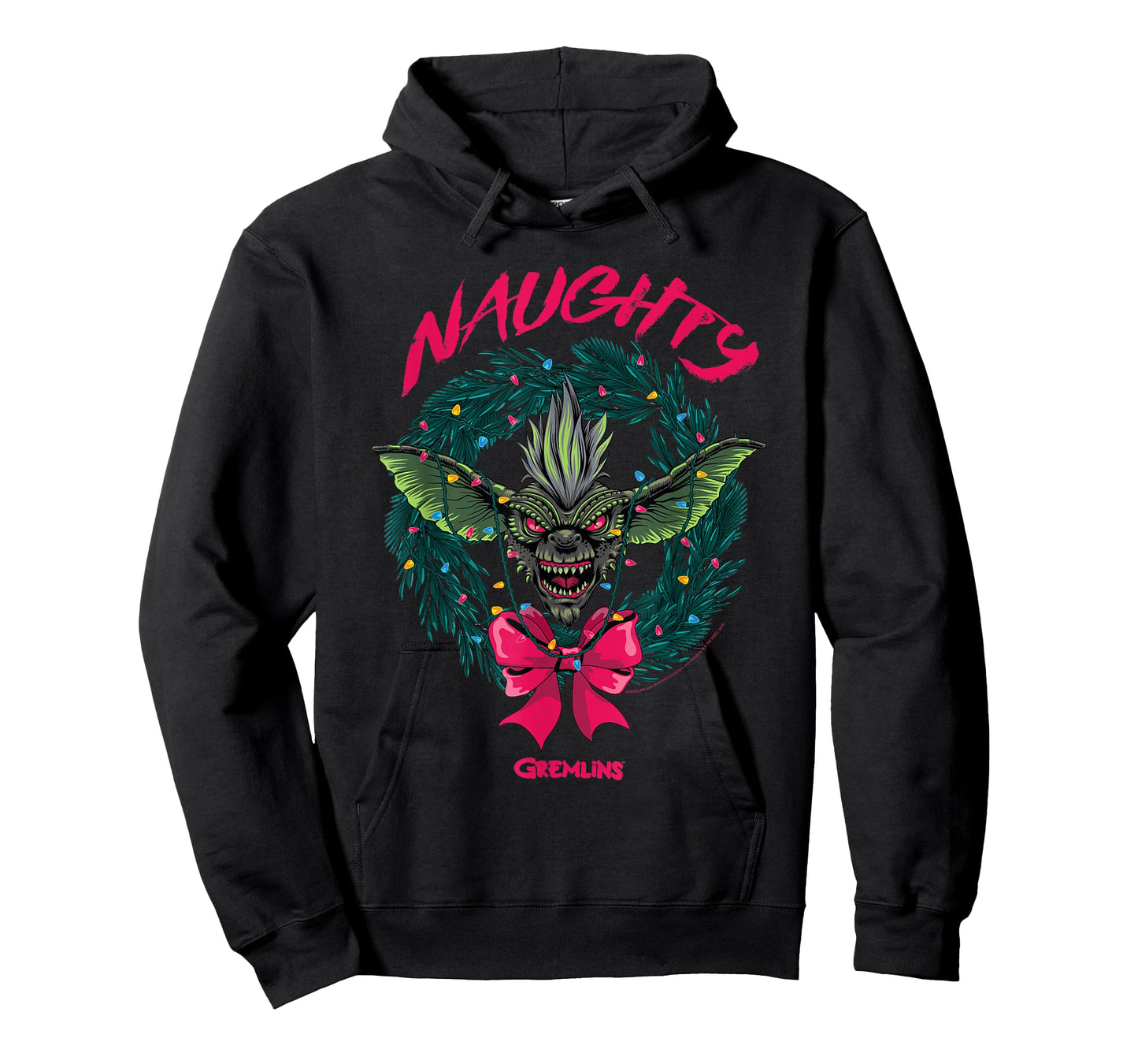 Gremlins Naughty Gremlin Wreath Retro Holiday Movie T-Shirt