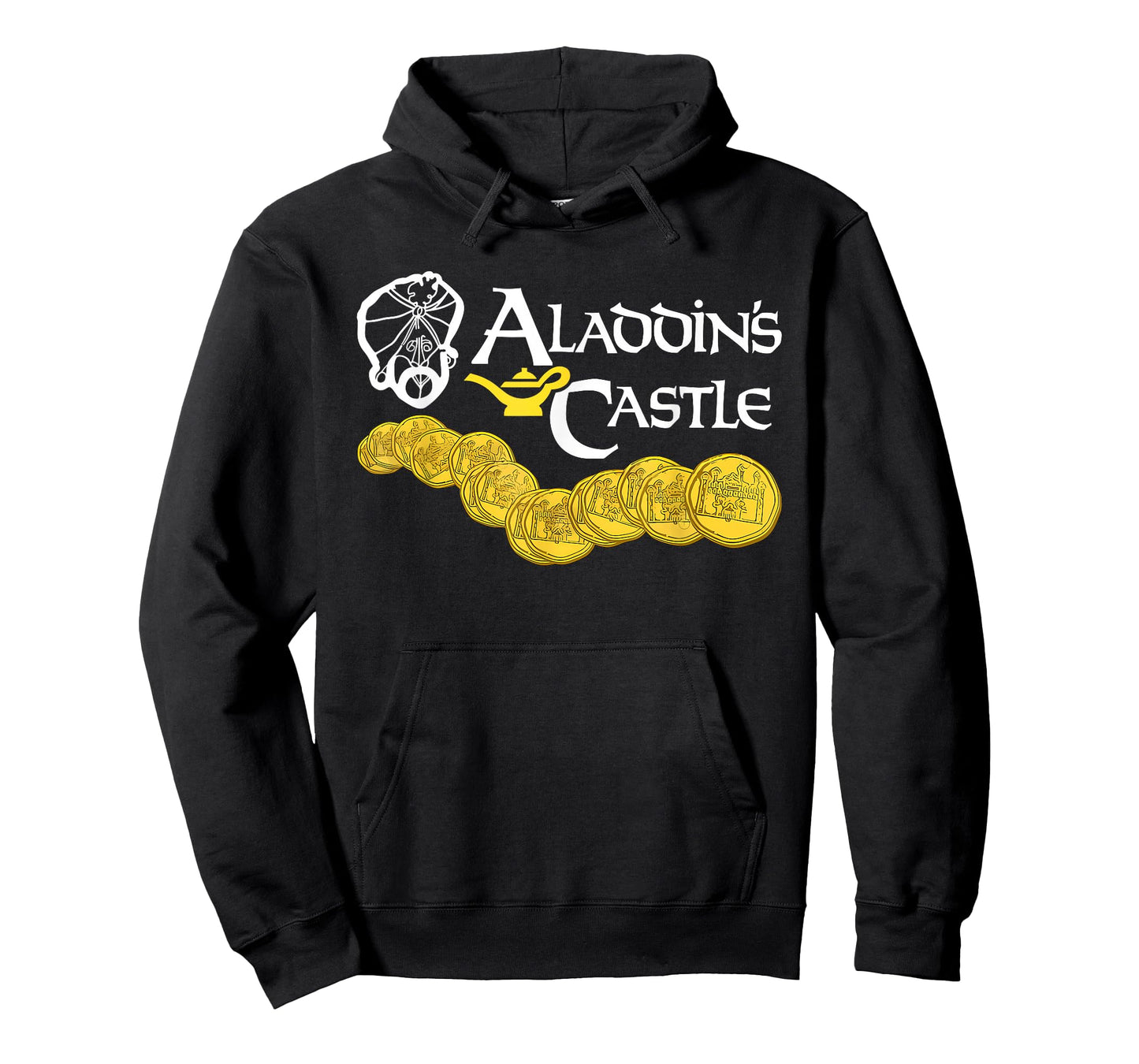 Aladdin's Castle Funny Quote T-Shirt - Unisex Adults - Black - Small - Short Sleeve - Classic Fit