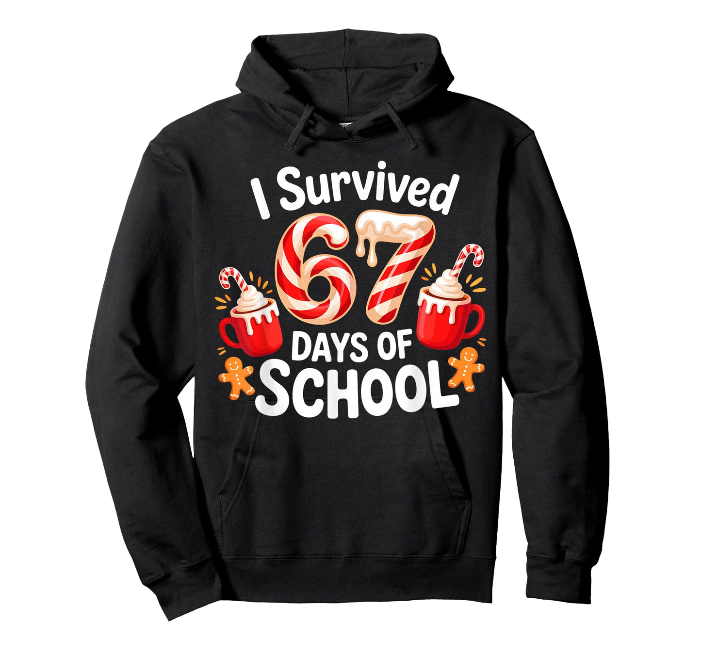 I Survived 67 Days of School Christmas Candy Cane Six Seven T-Shirt