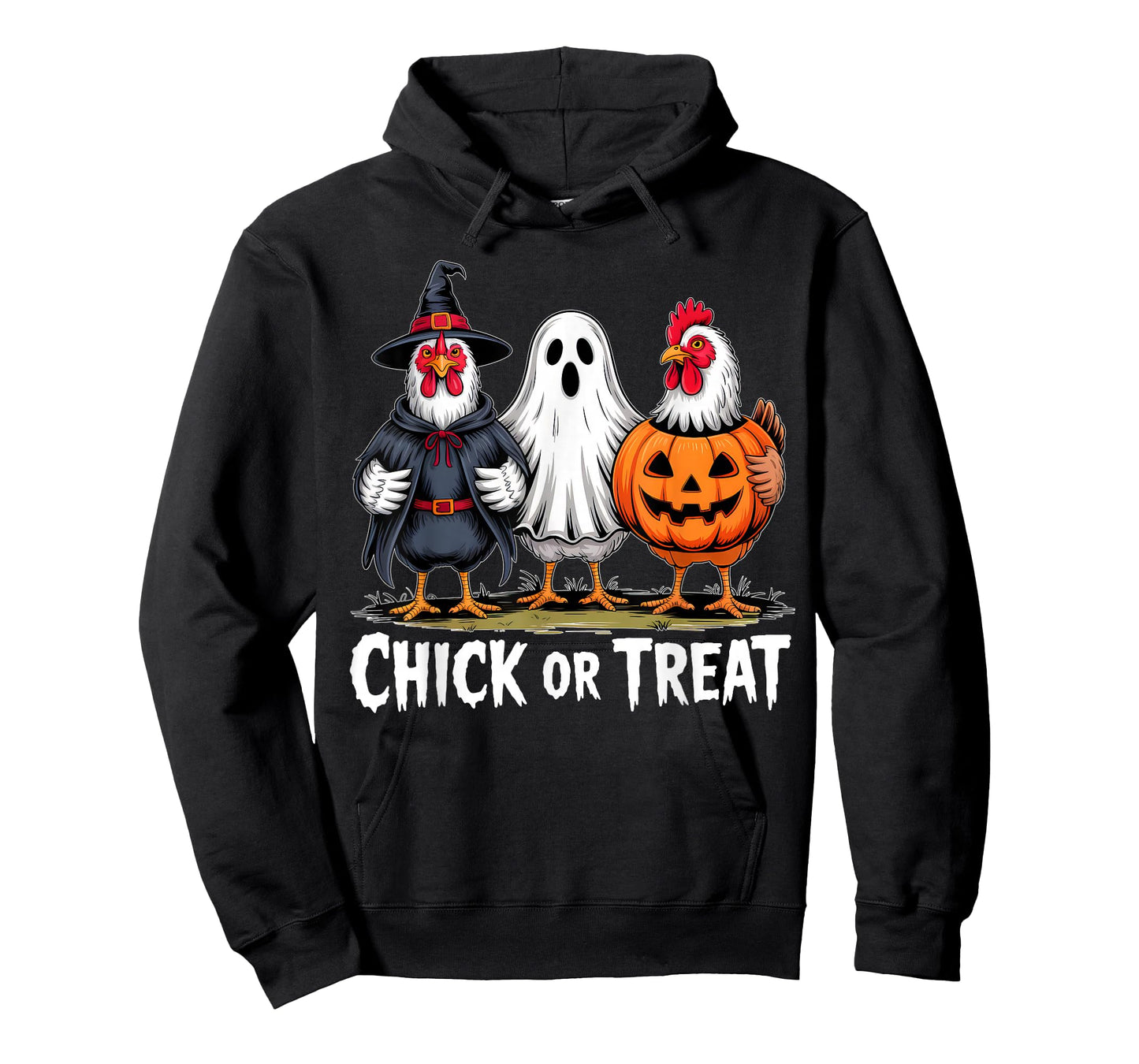 Chick Or Treat Spooky Witch Ghost Pumpkin Chicken Halloween T-Shirt