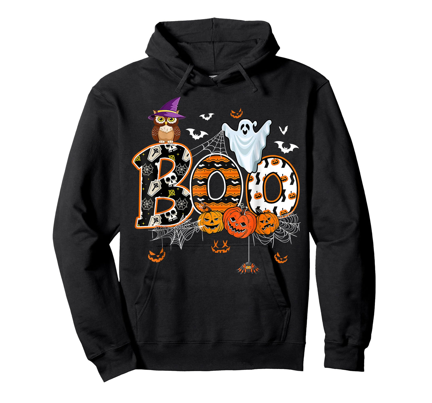 Boo Creepy Owl Pumpkin Ghost Halloween Men Women Kids T-Shirt