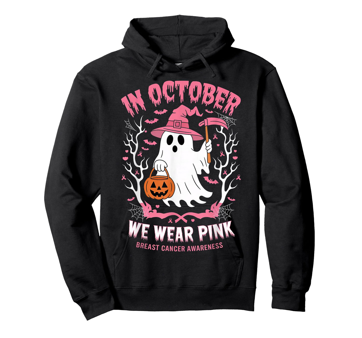 in October We Wear Pink Breast Cancer Awareness Halloween T-Shirt