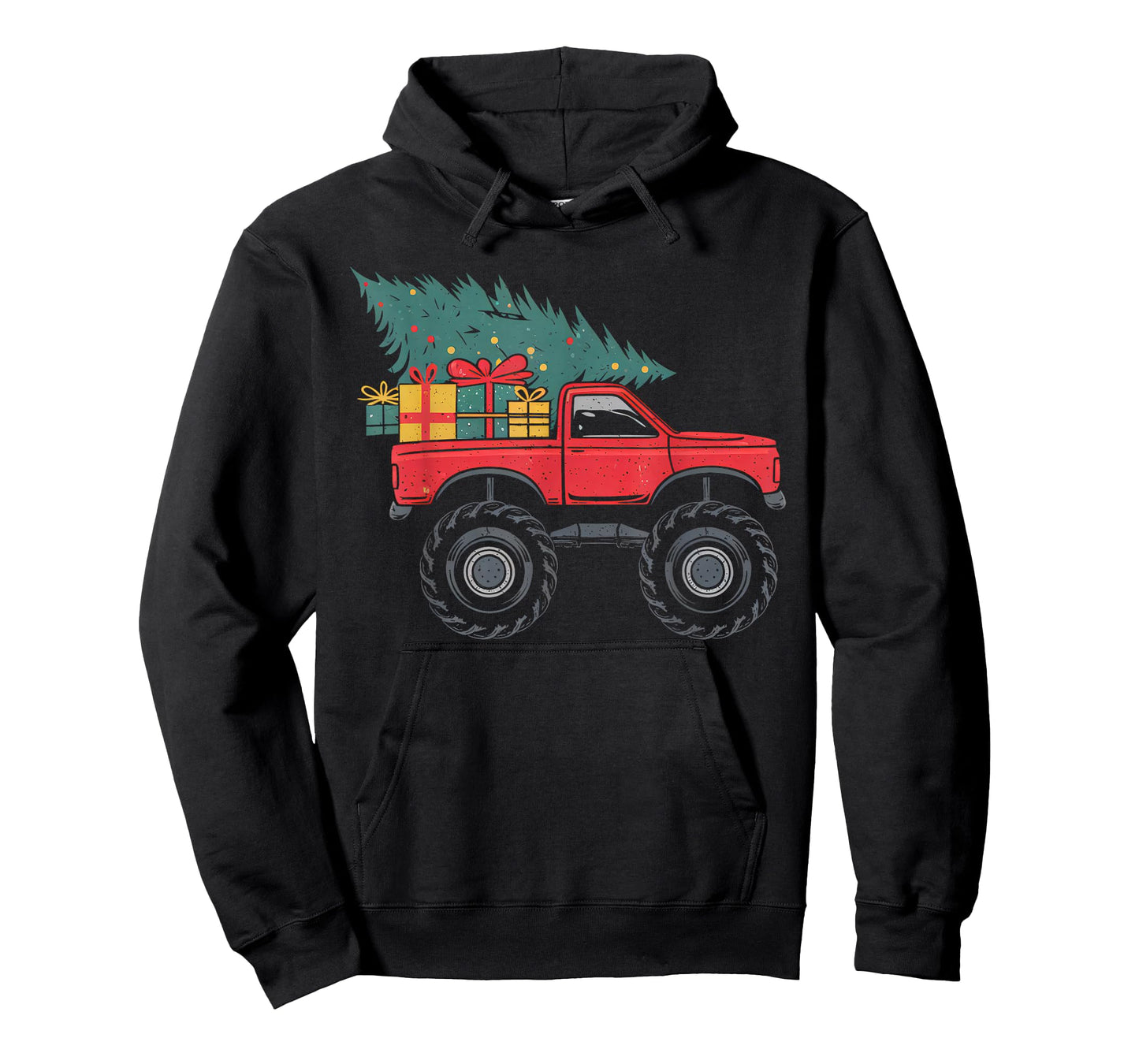 Boys Monster Truck Christmas Tree Xmas Squad Kids Toddler T-Shirt